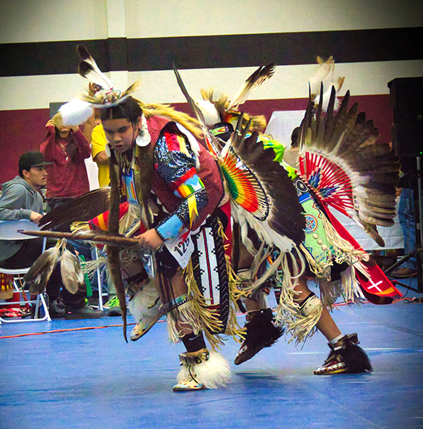Dancer in traditional regalia at Grand Mesa Pow-Wow