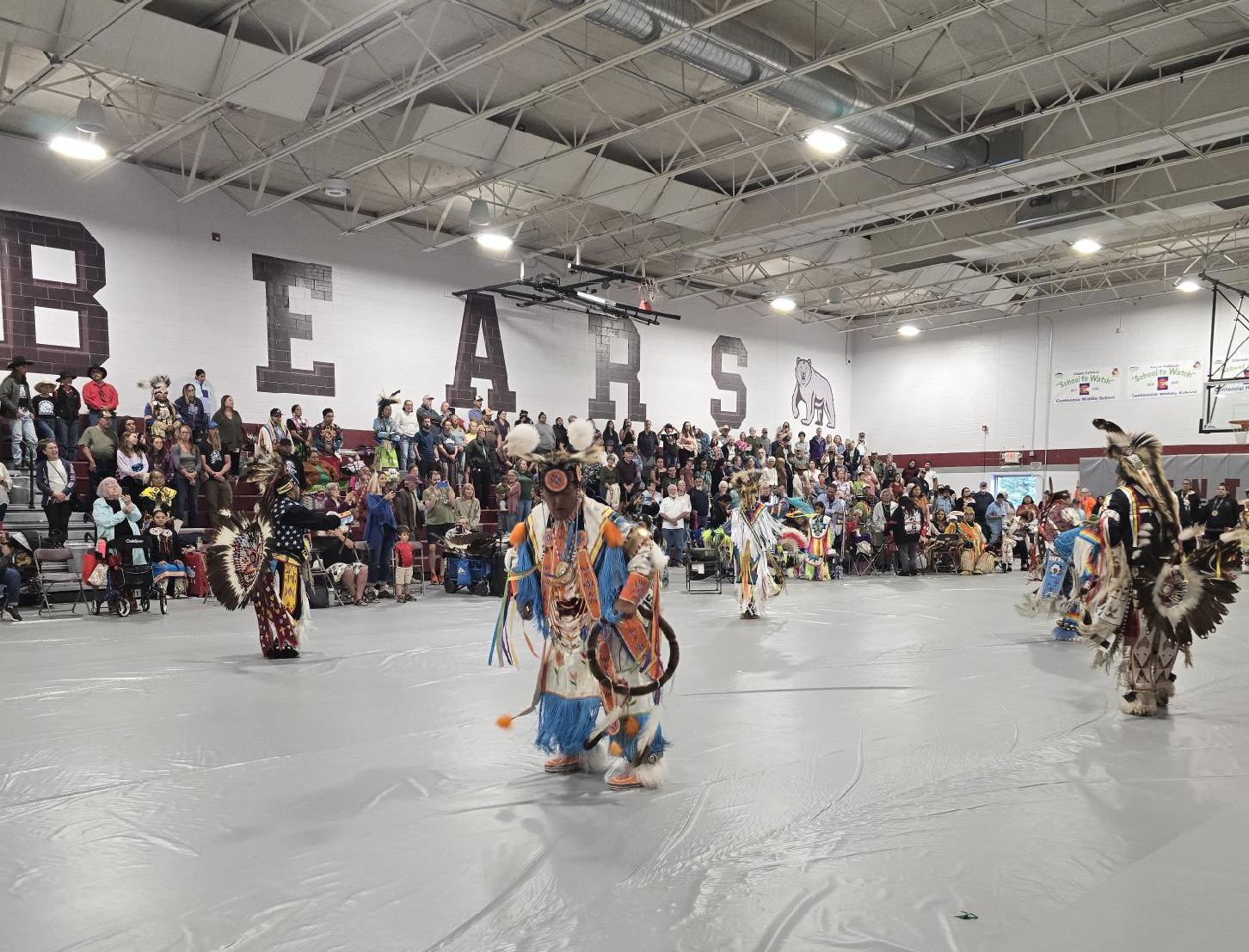 Indigenous dancers performing at Uncompahgre Pow-Wow