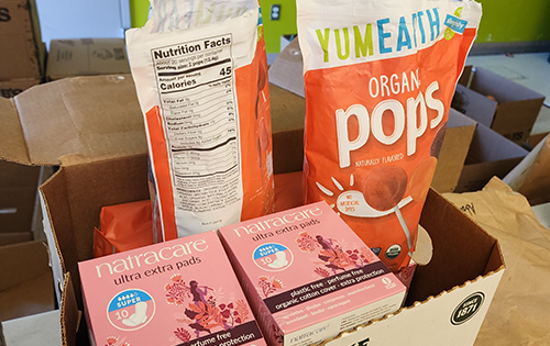 YumEarth lollipops and Natracare supplies